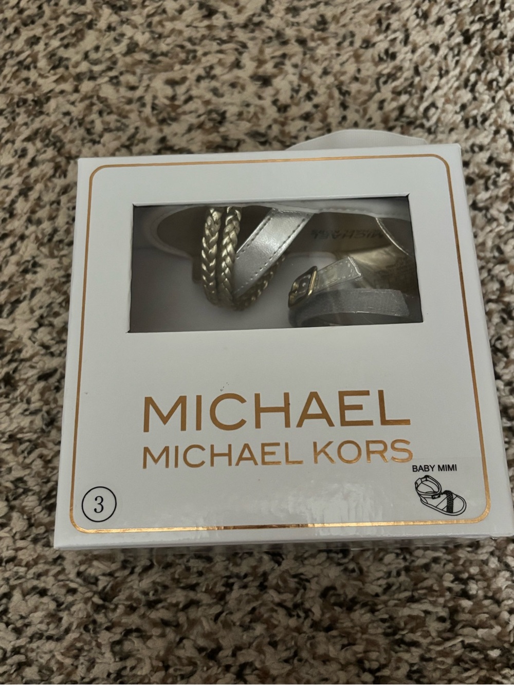 MICHAEL Michael Kors Metallic Gold Baby Sandals with Braided Strap
